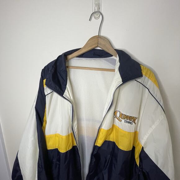 VTG 80s 90s Quinnipiac University Tennis Nylon Zip Up Jacket Men XL Academia Ivy - Picture 7 of 16